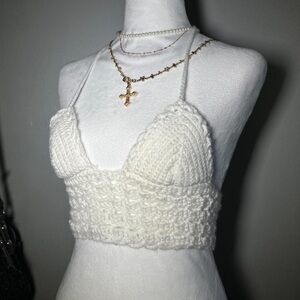 White Crochet Halter Top